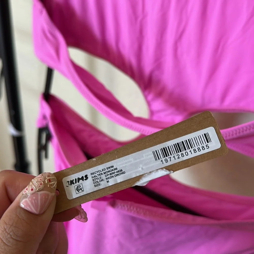 NWT Skims halter Monokini‎ Recycled Swim Neon orchid Size M